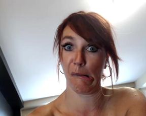 sexy redhead milf gets cum shower