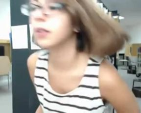 Steph Kegels riding a dildo in a library