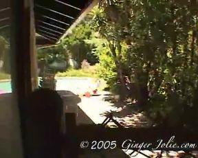 Ginger Jolie voyeur by the pool