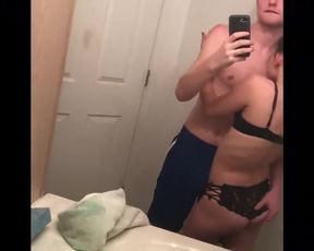 Sexy Teen Sucking Boyfriend In Bathroom And Getting Facial private premium video