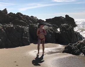 raeriley public beach blowjob