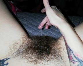Playing with my Wet Hairy Big Clit Cummy Pussy Grool after Orgasm