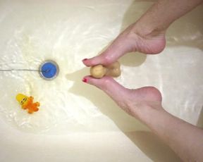 Young Teen Slut Schoolgirl in Bathroom, Footjob and Handjob