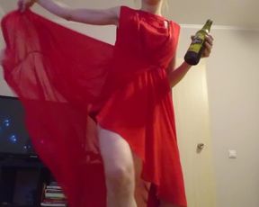 Dirty Naughty Girl: Holiday Tease in Red Dress