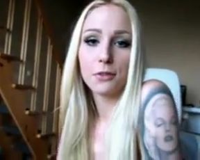 sexy blond tongue makes cock cum facial