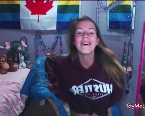 Young Tiny Teen on Cam Distracted by Remote Toy!