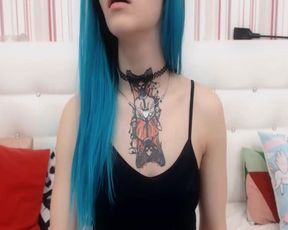 Blue Haired Tattooed Lady And Her Amazing Teased Perfor