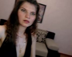 annasilver putting on nude stockings, dangling high heels, sucking on tits, playing with her pussy with stockings in private premium video 2016-09-11