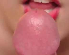 red lips close up cum in mouth