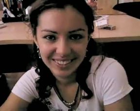 Charming girl sucks lover's dick in his law office